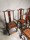 6 x Vintage Oriental Asian Chinese Brown Tallback Yokeback Side Chairs. 2 x armchair / 4 x without armrest.