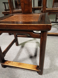 6 x Vintage Oriental Asian Chinese Brown Tallback Yokeback Side Chairs. 2 x armchair / 4 x without armrest.