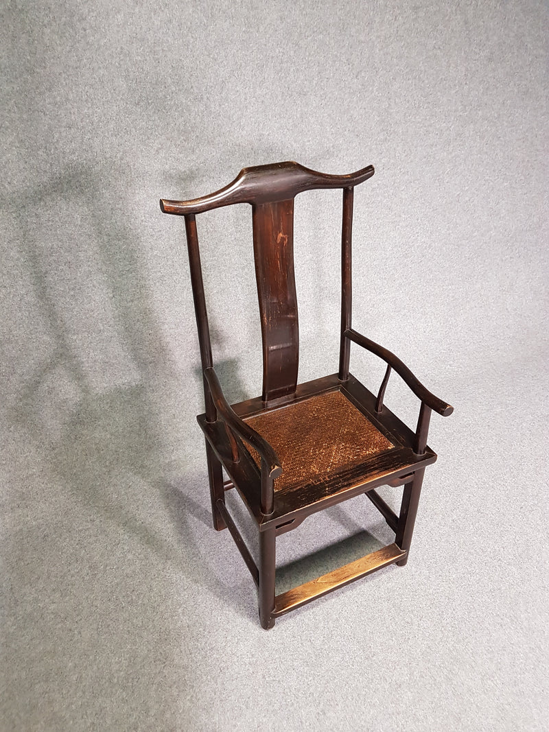 6 x Vintage Oriental Asian Chinese Brown Tallback Yokeback Side Chairs. 2 x armchair / 4 x without armrest.