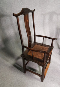 6 x Vintage Oriental Asian Chinese Brown Tallback Yokeback Side Chairs. 2 x armchair / 4 x without armrest.