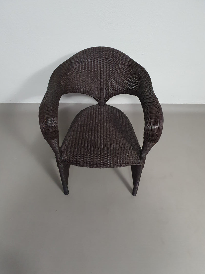 Set of postmodern rattan chairs 80s