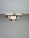 Set of 3 travertine side / coffee tables