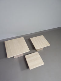 Set of 3 travertine side / coffee tables