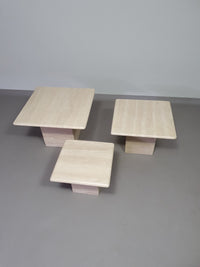 Set of 3 travertine side / coffee tables