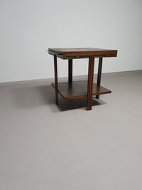 Side table with extendable glass blades. Never seen before / 68 x 68 x 65 height / unfolded 110 x 110