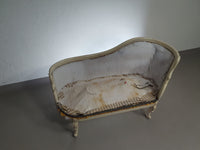 Beautiful old Art Noveau , unfinished Frenche canapé / chaise longue with gooseneck armrests