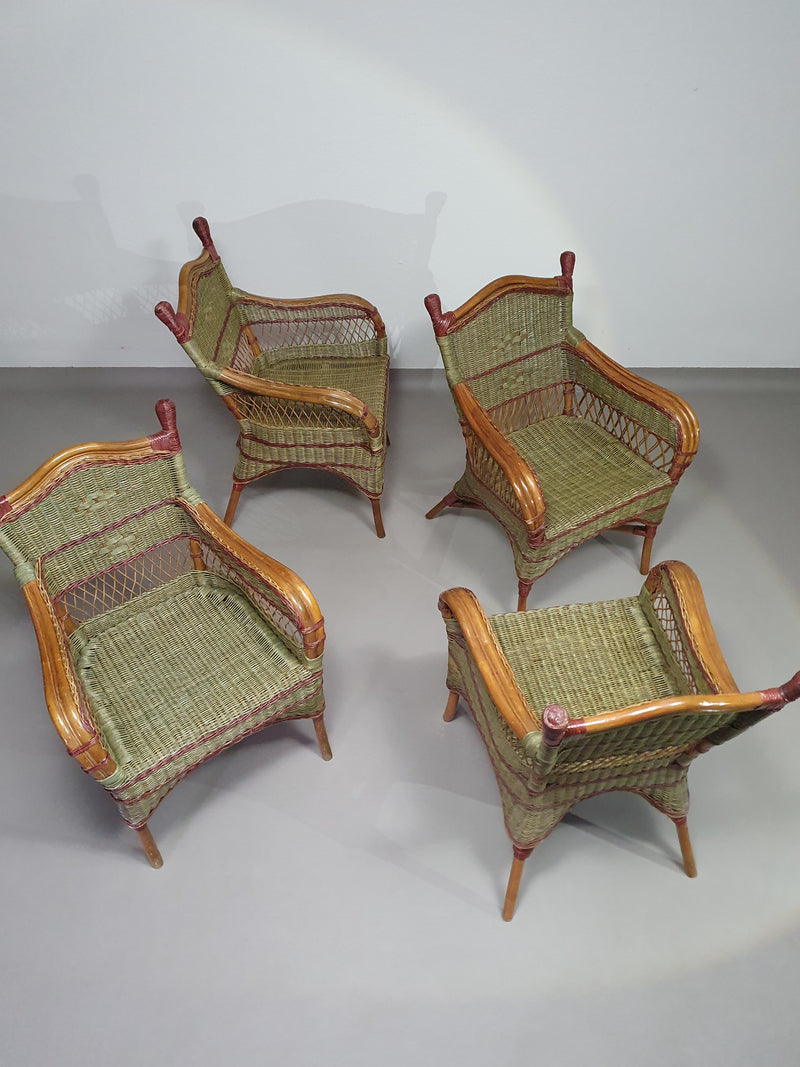 Art Deco rattan bamboo chairs 1930