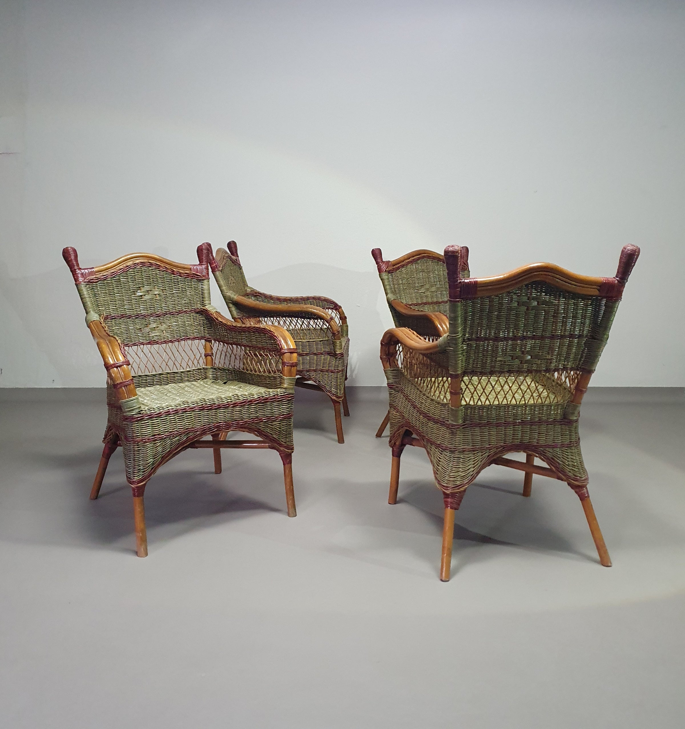 Art Deco rattan bamboo chairs 1930