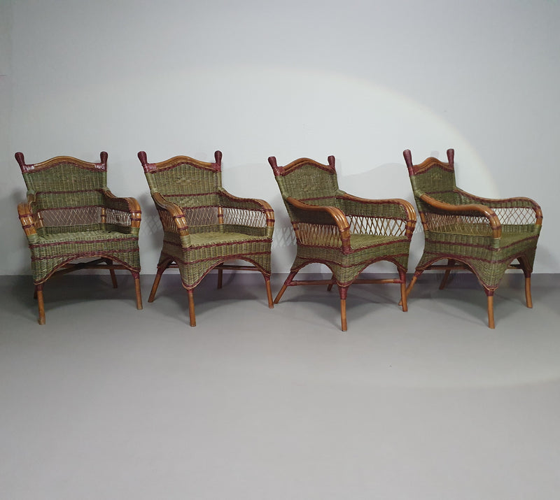 Art Deco rattan bamboo chairs 1930