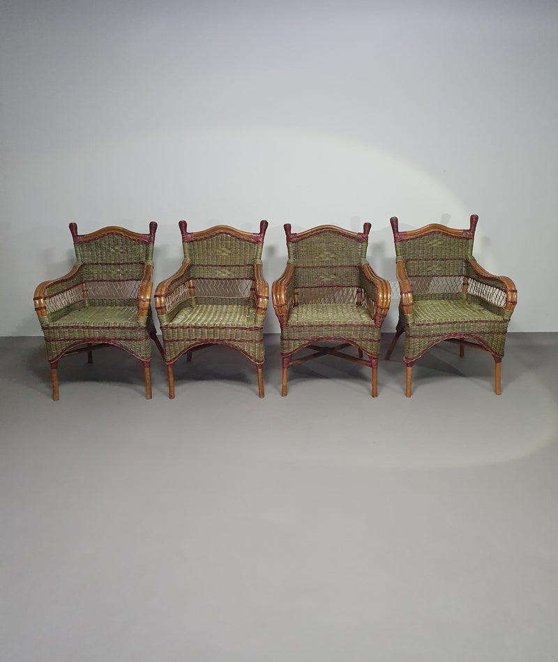 Art Deco rattan bamboo chairs 1930