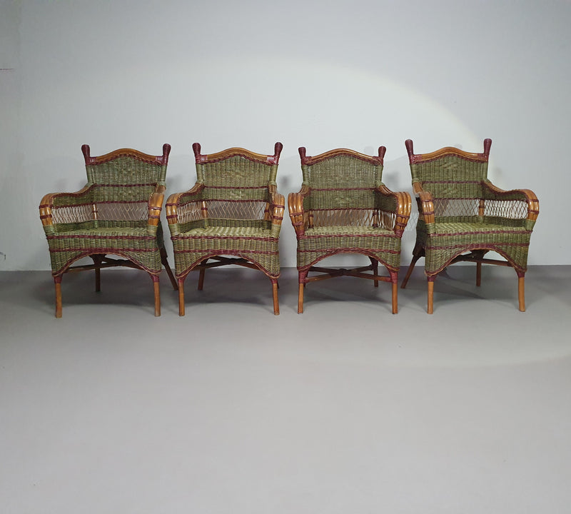 Art Deco rattan bamboo chairs 1930