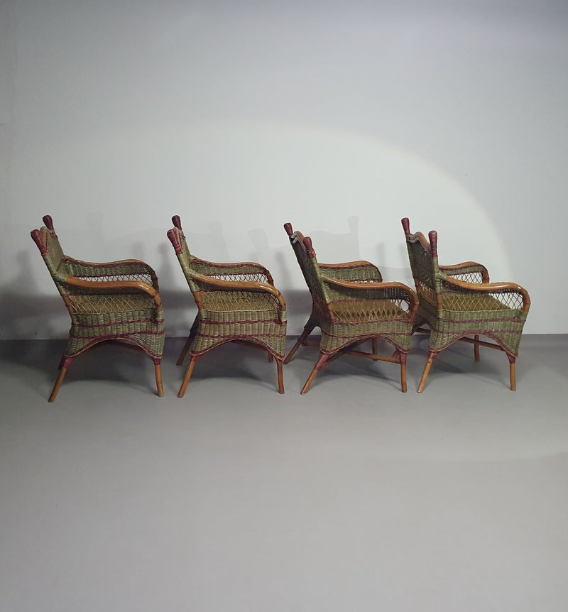 Art Deco rattan bamboo chairs 1930