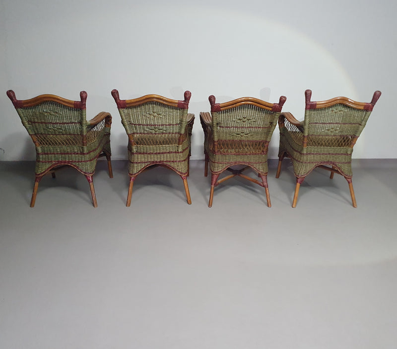 Art Deco rattan bamboo chairs 1930