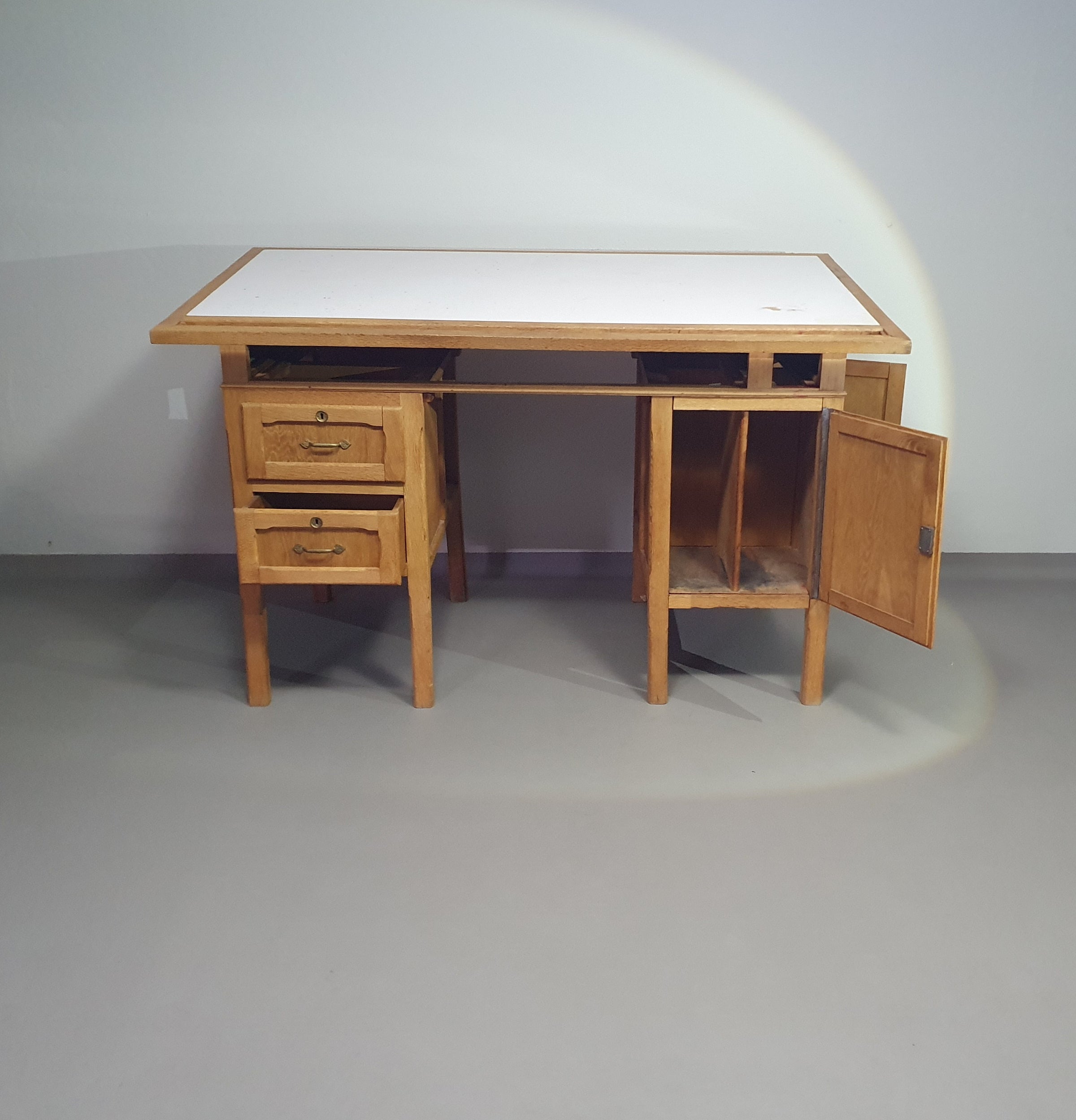 Large oak architect desk / table 1940's