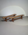 2 brutalist oak benches