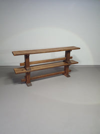 2 brutalist oak benches