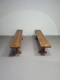 2 brutalist oak benches