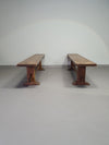 2 brutalist oak benches