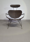 Brown rattan and metal lounge chair by Yuzuru Yamakawa, 1980s