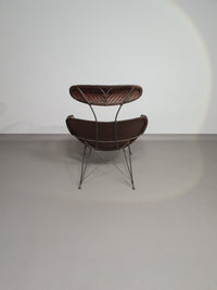 Brown rattan and metal lounge chair by Yuzuru Yamakawa, 1980s