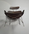 Brown rattan and metal lounge chair by Yuzuru Yamakawa, 1980s