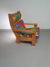 Easy chair from France, dating from the 1960s. The frame is made out of pine and is in its original well presented condition. Designer (for know) unknown.