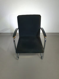 Tubular frame arm chair. With corduroy fabric. Fana Metaal Rotterdam