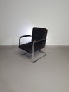 Tubular frame arm chair. With corduroy fabric. Fana Metaal Rotterdam