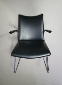 Vintage Dutch Design arm chair De Wit Model 4014 with vinyl upholstery. 