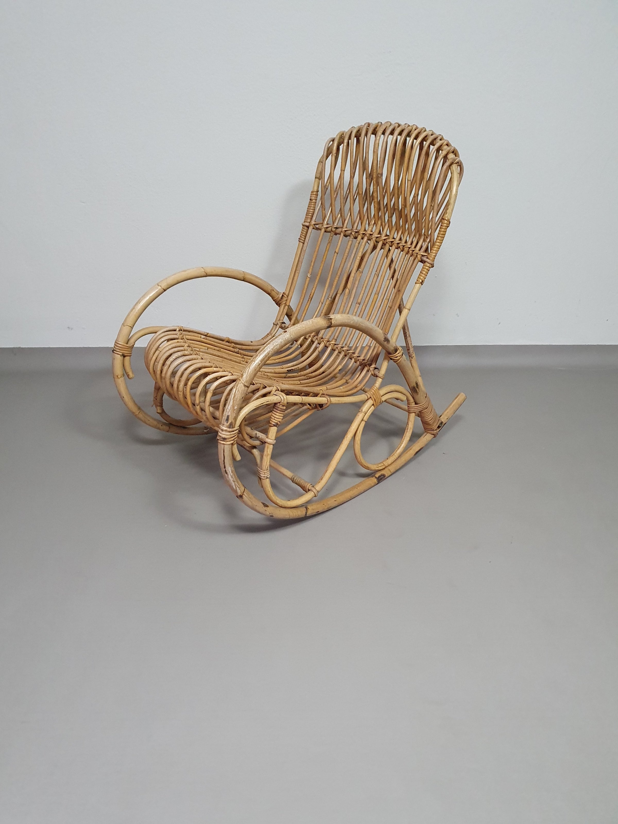 rattan / bamboo rocking chairs rohe noordwolde 70s