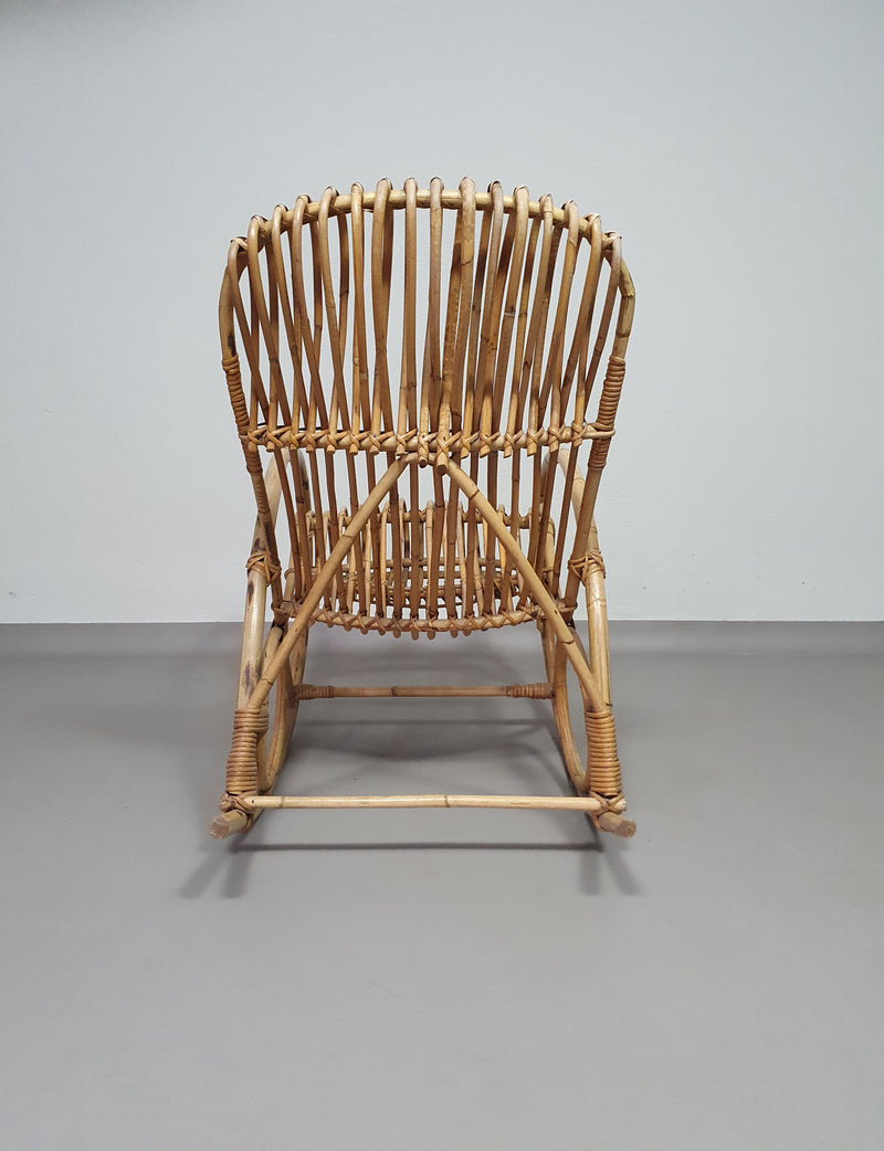 rattan / bamboo rocking chairs rohe noordwolde 70s
