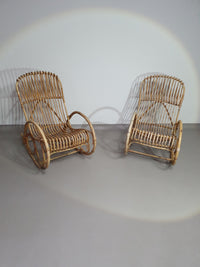 rattan / bamboo rocking chairs rohe noordwolde 70s