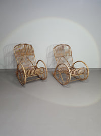 rattan / bamboo rocking chairs rohe noordwolde 70s