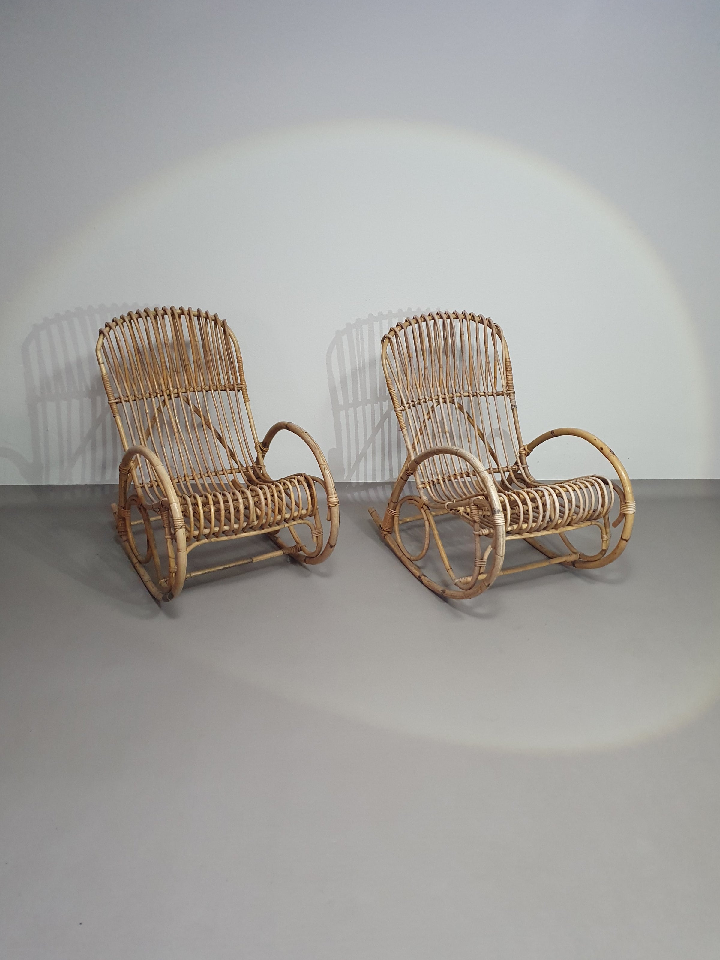 rattan / bamboo rocking chairs rohe noordwolde 70s