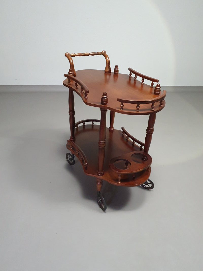 Wooden regency tea table on wheels 1960's