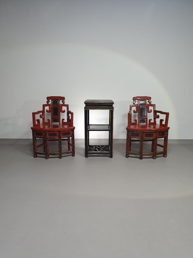 French Chinois altar chairs and side table