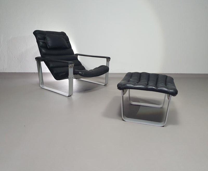 PULKKA LOUNGE CHAIR WITH OTTOMAN BY ILMARI LAPPALAINEN FOR ASKO 1960