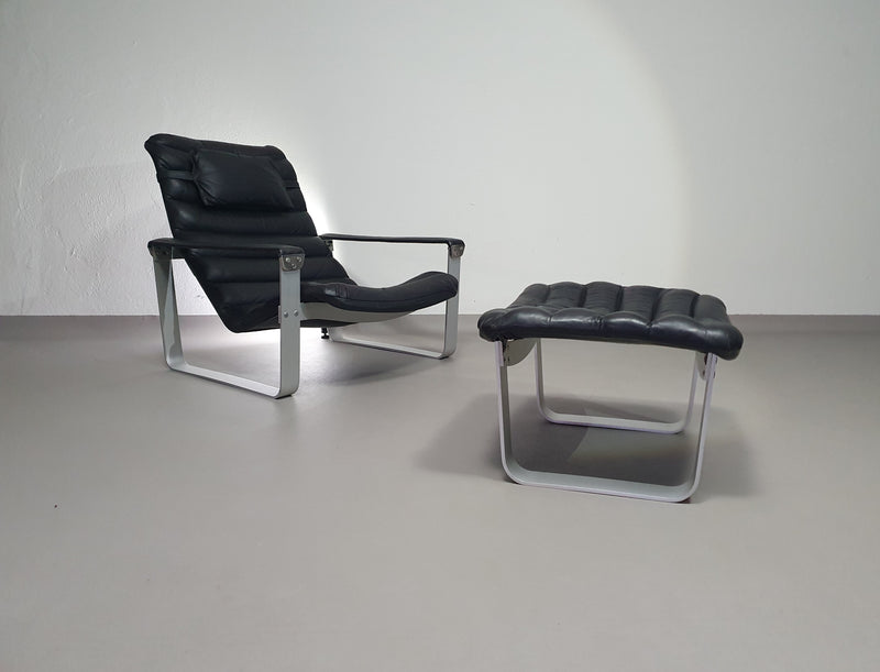 PULKKA LOUNGE CHAIR WITH OTTOMAN BY ILMARI LAPPALAINEN FOR ASKO 1960