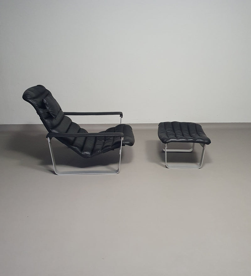 PULKKA LOUNGE CHAIR WITH OTTOMAN BY ILMARI LAPPALAINEN FOR ASKO 1960