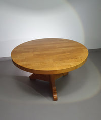 Blonde oakwood brutalist dining table 1970's