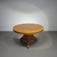 Blonde oakwood brutalist dining table 1970's