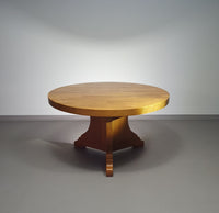 Blonde oakwood brutalist dining table 1970's