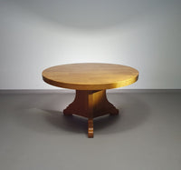 Blonde oakwood brutalist dining table 1970's