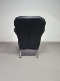 3 x rare Fauteuil/ model Turn /black leather / Bert Plantagie in mint condition.