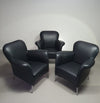 3 x rare Fauteuil/ model Turn /black leather / Bert Plantagie in mint condition.