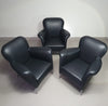 3 x rare Fauteuil/ model Turn /black leather / Bert Plantagie in mint condition.