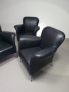 3 x rare Fauteuil/ model Turn /black leather / Bert Plantagie in mint condition.