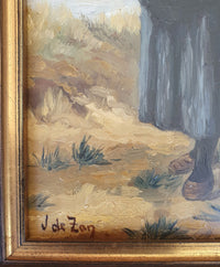 2 x Mother and child in the dunes, signed / J. de Zon (lower left ) / oil on wood