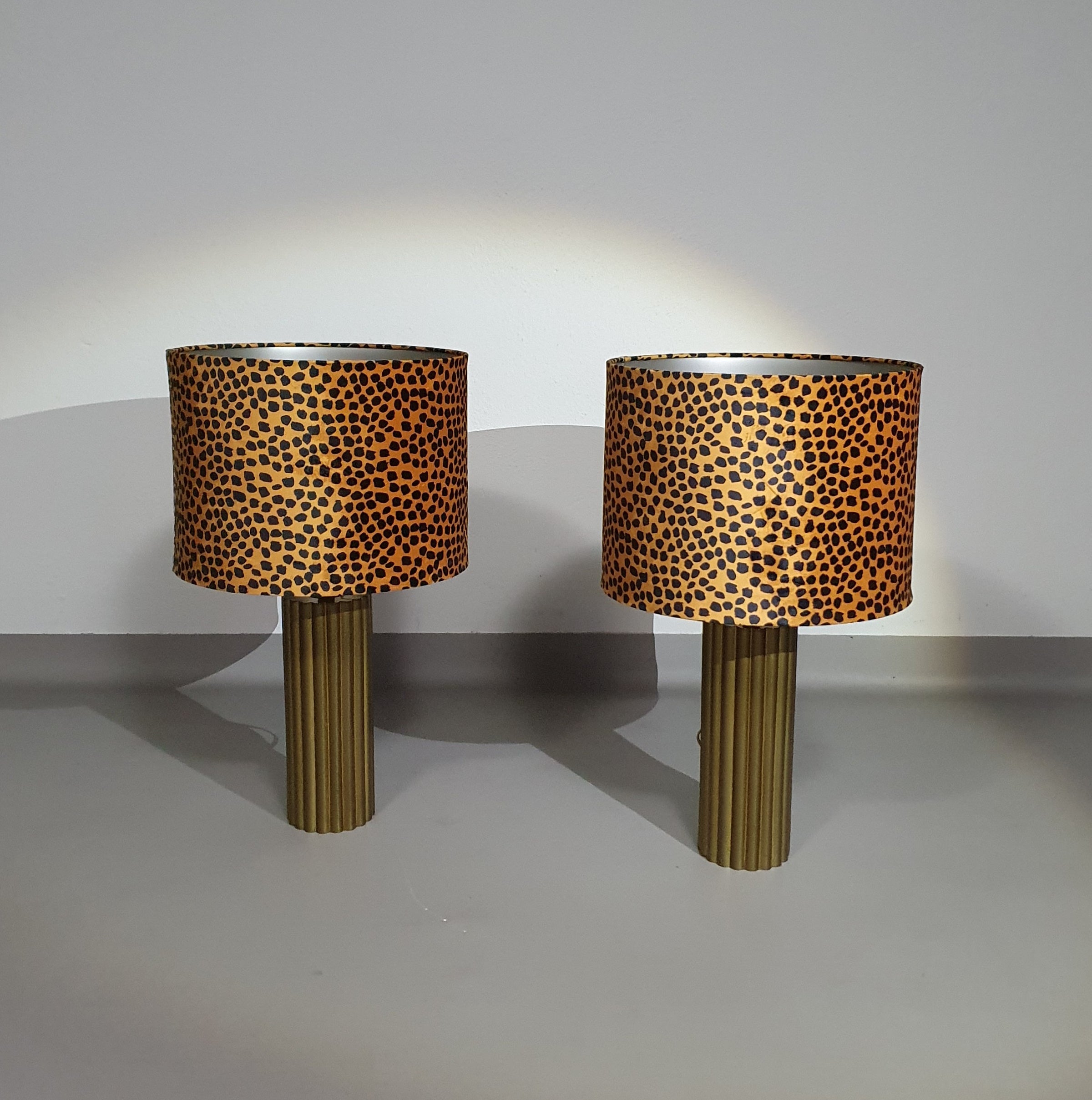 Pair of Kullmann brass table lamps