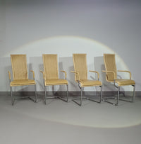 SET OF 4 'B25' WICKER DINING CHAIRS BY AXEL BRUCHHÄUSER FOR TECTA, GERMANY 1980S